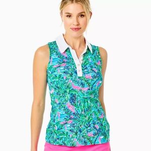 NWT Lilly Pulitzer Sleeveless UPF 50+ Luxletic Imara Polo, Size L
